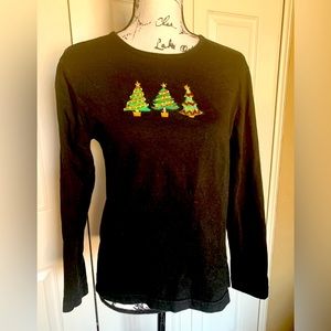 Carolyn Taylor Long Sleeve Black Christmas Tree Shirt